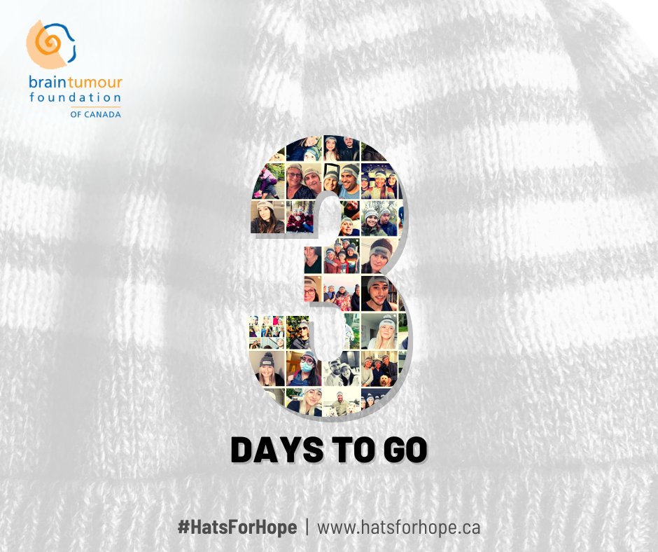 BrainTumourFdn's tweet photo. 3 days to go! Mark your calendar for Monday, October 24, Brain Cancer Awareness Day 📅! Help raise awareness by ordering a toque and posting a photo on social media that day using the hashtag #HatsForHope. 
➡️ Learn more and order a hat: https://t.co/F9fbQScLYz https://t.co/fgtUsxEMCI