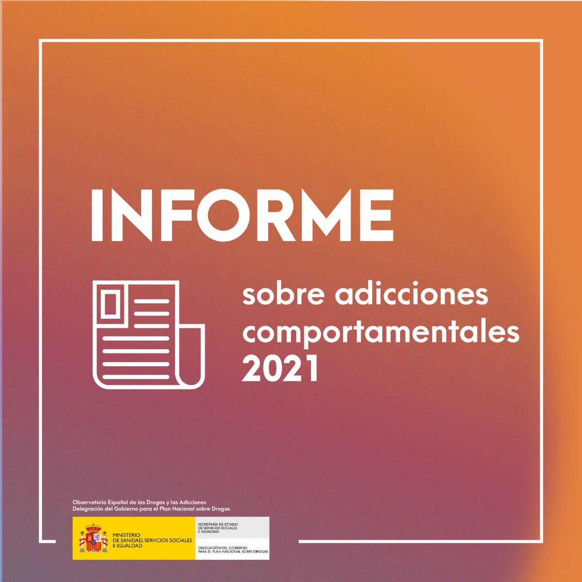 PNSDgob's tweet photo. 📘 Informe sobre #Adicciones comportamentales: juego con dinero, uso de videojuegos y uso compulsivo de internet.

📌 El 64,2% de la población de 15 a 64 años ha jugado con dinero en el último año.

✍️ @sanidadgob @PNSDgob 
🔗 https://t.co/U3kUS5oIjQ https://t.co/AhWWhcOgt3