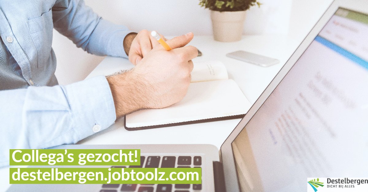 🔊 Collega's gezocht! 🔊

✅ Deskundige omgeving: klimaat en duurzaamheid
✅ Deskundige Ruimtelijke Organisatie

📆 Solliciteren kan t.e.m. 15/11 op destelbergen.jobtoolz.com/nl