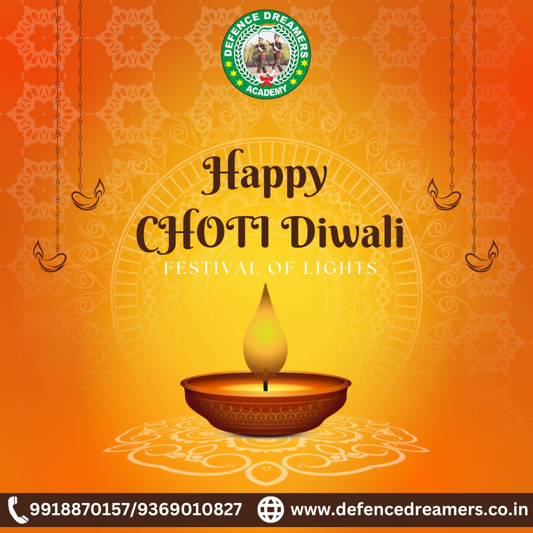 defencedreamers's tweet photo. Defence Dreamers wishes you a very Happy Choti Diwali.
#DefenceDreamers #Defence #Coaching #DefenceDreamersAcademy #DDA #ServeTheNation #ARMY #AIRFORCE #NAVY #AdmissionsOpen https://t.co/f2JeOOCBEB