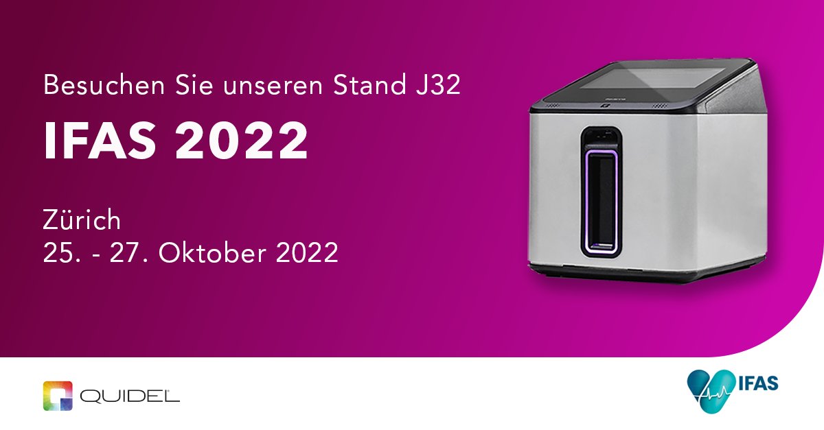 Our Quidel team at booth J32 at the IFAS in Zurich is looking forward to exchanging with you. Learn more about our latest diagnostic solutions such as the Savanna®, our true "sample to result" multiplex RT-PCR system. #ifas2022