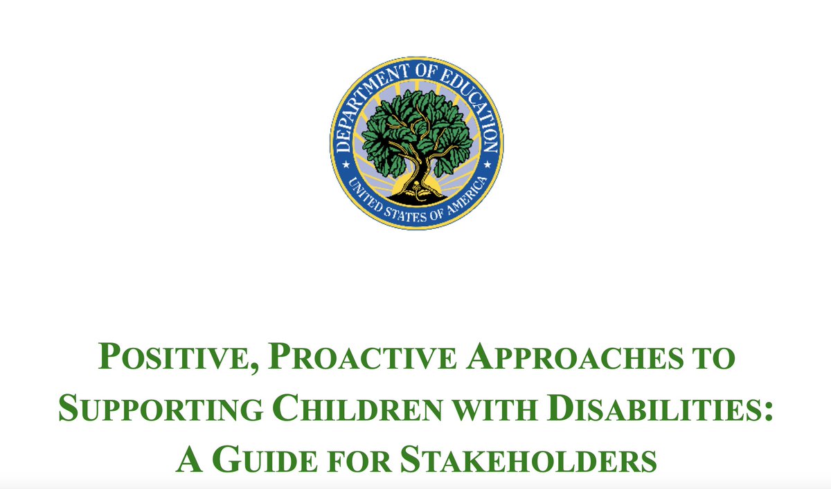 POSITIVE, PROACTIVE APPROACHES TO SUPPORTING CHILDREN WITH DISABILITIES: A GUIDE FOR STAKEHOLDERS-
A Guide for Stakeholders about the importance of supporting the needs of #StudentsWithDisabilities.
sites.ed.gov/idea/files/gui…