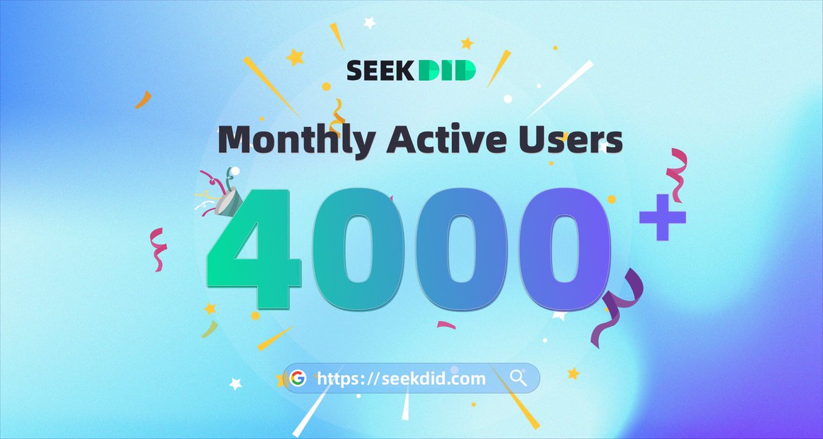 🎉The latest data shows that SEEKDID.com has more than 4,000 monthly active users. Thank you for your use. We will continue to move forward and bring you more useful features, so stay tuned. 🔥🚀 BUIDL on @NervosNetwork @dotbitHQ #seekdid #DID