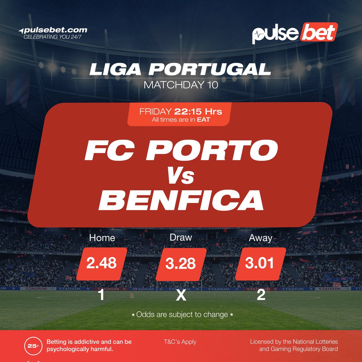 𝙁𝙍𝙄𝘿𝘼𝙔 𝙉𝙄𝙂𝙃𝙏 𝙁𝙊𝙊𝙏𝘽𝘼𝙇𝙇⚽️ TIP: Both teams have solid defenses but are good on attack, so both teams to score(1-1) tonight at the Estadio do Dragao. BET HERE:pulsebet.com/?view=top-tour… #PulseBetUG