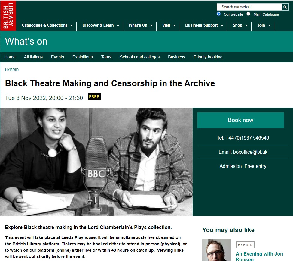 Who were the Black theatre makers working in Britain 1900-1950? How does access to archives shape the plays staged today? Explore these questions & see historic plays by Black theatre makers: livestream @britishlibrary or in person @LeedsPlayhouse shar.es/af6P1G