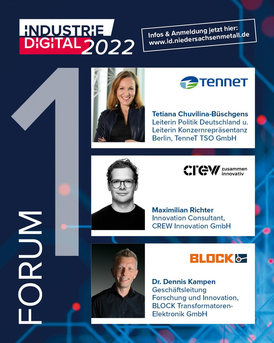 Digitalagentur Niedersachsen (@digital_nds) on Twitter photo ⚡️#Energiesicherheit - stabil trotz Krise⚡️
Erfahren Sie welche Lösungsansätze praktikabel sind, um für Herausforderungen im Hinblick auf die #Energiekrise gewappnet zu sein! 
niedersachsenmetall.de/id22
Hier unsere Speaker/-in auf Forum 1 beim #industriedigital-Kongress 2022 👏 ⚡️#Energiesicherheit - stabil trotz Krise⚡️
Erfahren Sie welche Lösungsansätze praktikabel sind, um für Herausforderungen im Hinblick auf die #Energiekrise gewappnet zu sein! 
niedersachsenmetall.de/id22
Hier unsere Speaker/-in auf Forum 1 beim #industriedigital-Kongress 2022 👏
