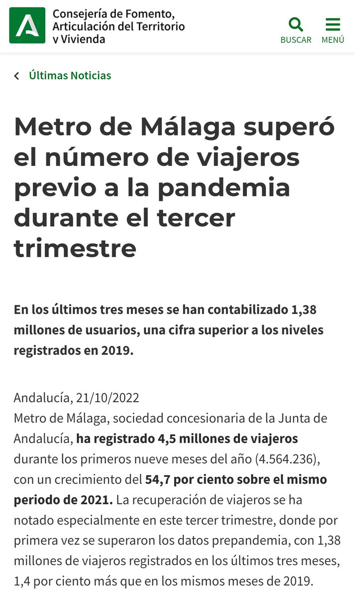 Jujonomi87's tweet photo. Una sola línea de metro en Sevilla duplica en usuarios a las dos líneas de metro de Málaga en el acumulado de este 2022. Además creciendo más.

Metro de Sevilla 11.224.406 (+73%)
Metro de Málaga 4.564.236 (+54%)

Sevilla no puede esperar más por los caprichos en otras provincias. https://t.co/5T8t3zxaMz