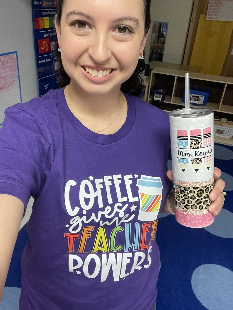 AReyna723's tweet photo. Happy Friday! Thank you for my shirt @RaquelReads77 and my cup @drjcarreon! This teacher definitely runs on coffee! ☕️ #coffee https://t.co/zyU2DyPMxz
