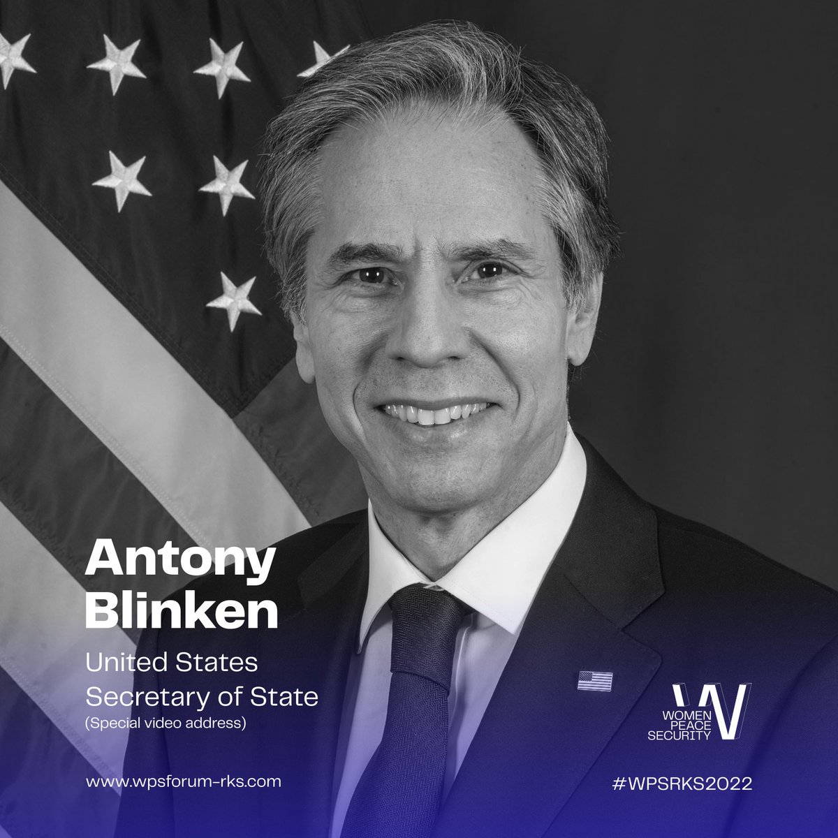 Presidenca_RKS's tweet photo. We are deeply honored to receive a special video address from @SecBlinken for the inaugural edition of the Women, Peace and Security Forum hosted in Prishtina, Republic of Kosovo. 🇽🇰🇺🇸

⏰ The Secretary of State will address #WPSRKS2022 on 22 October.  
👉 https://t.co/NgGIxteUaS https://t.co/mLtN4m5aMI