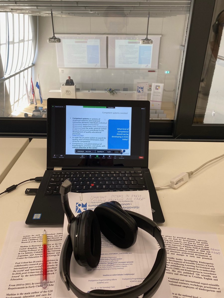 Froebelbanjo's tweet photo. Bird's eye view on my keynote @KKonferencija today. #CompetentSystems revisited: what are the systemic competences we need in #ECEC in the context of global crises? Thanks to @MarijaOmazic our brilliant interpreter! @DCU @IrlEmbCroatia https://t.co/W94XnxTN2Q