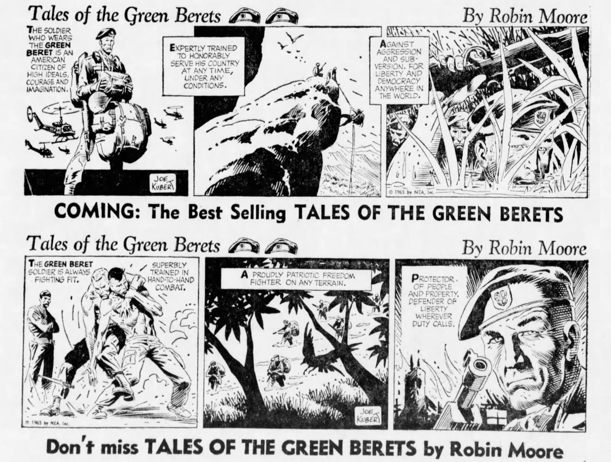 AglComics's tweet photo. #StoriesOfTheGreenBerets #RobinMoore #JoeKubert It was the late 00s, shortly before retiring from #SFODA when I first read these beautifully illustrated and interestingly written comic strips. #SupremePatriots Volunteer for SpecialForces Training. #AmericasBest Then and Now. AGL https://t.co/t9FMMMA9Qm