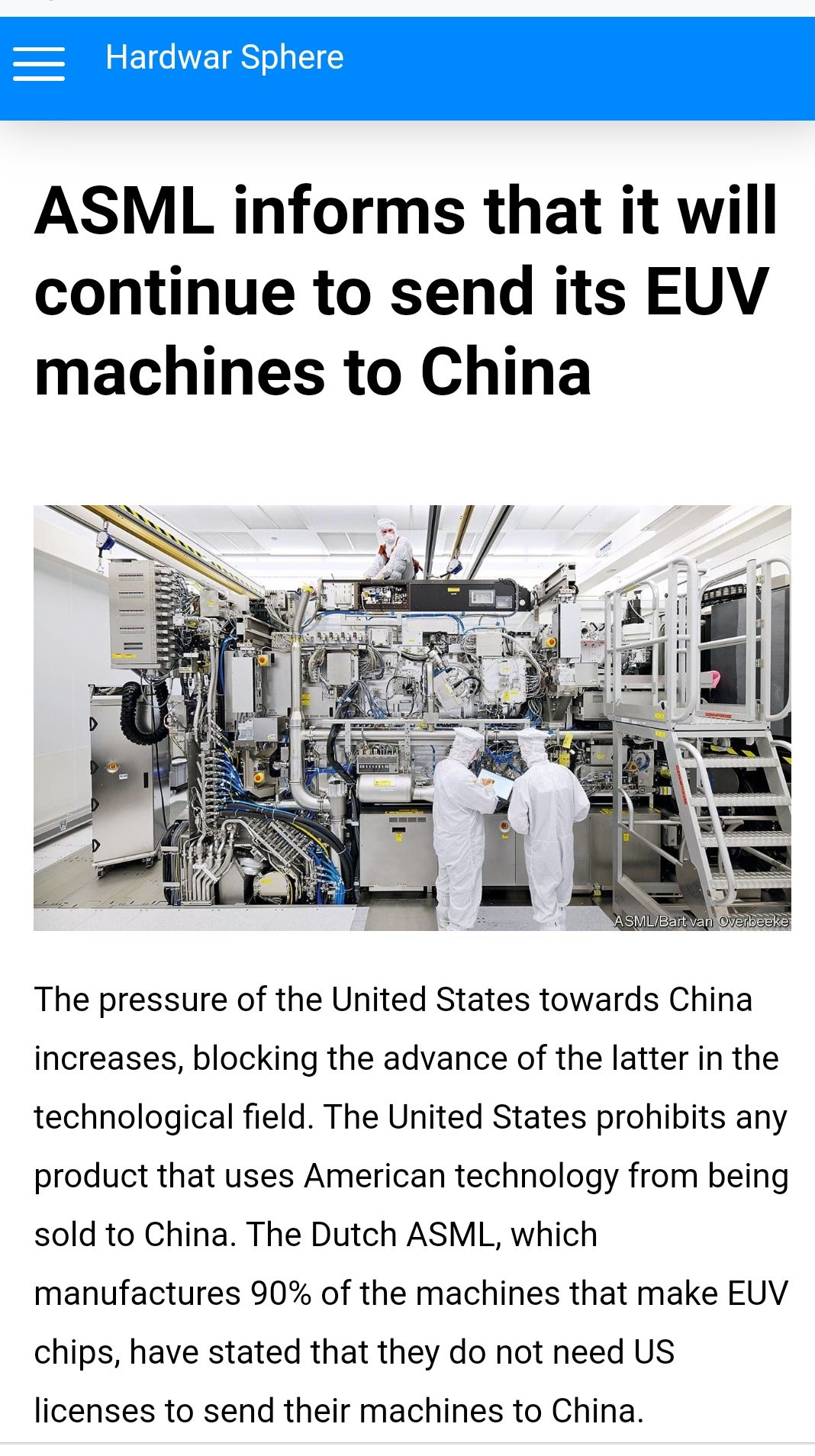 America China Watcher On Twitter Dutch Company ASML Is Rebelling 