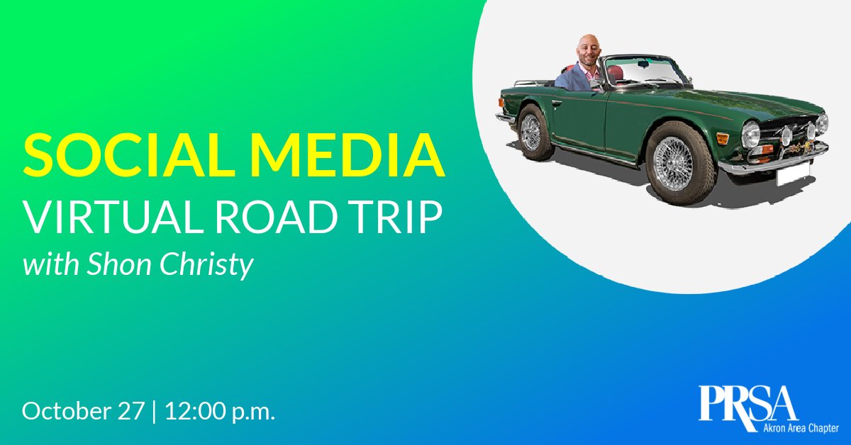 Join us on 10/27 when <a href="/shonchristy/">Shon Christy</a> takes us on a virtual road trip along the the #socialmedia superhighway. Shon will share the latest in identifying audiences, new platforms, metrics + more. Just $10 for PRSA / affiliate association members! Sign up: bit.ly/3CSqb47