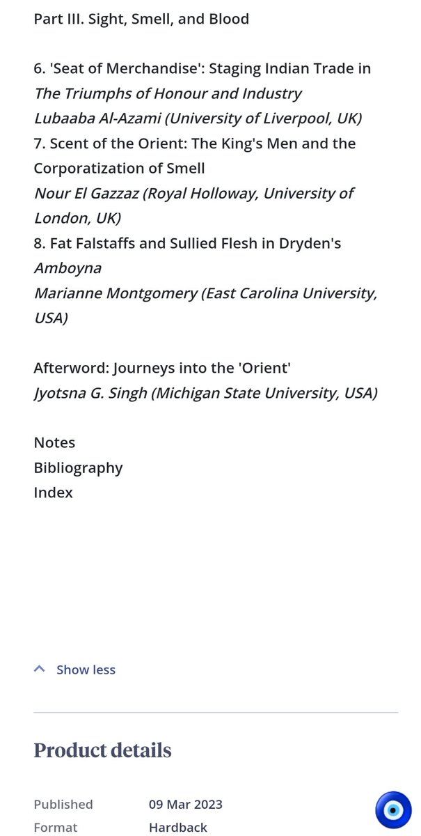 Dear <a href="/Ardenpublisher/">The Arden Shakespeare</a> I &amp; <a href="/aishahussain96/">Dr Aisha Hussain</a> are very thankful for your support &amp; kindness. 
Our volume analyses the East in EM drama via stage architecture, costumes &amp; performance effects.
Mark your calendars for 9th March 2023 🧿
<a href="/MEMOrients/">Medieval and Early Modern Orients (MEMOs)</a>
#ShakeRace 
#drama
#earlymodern
#MEEMED