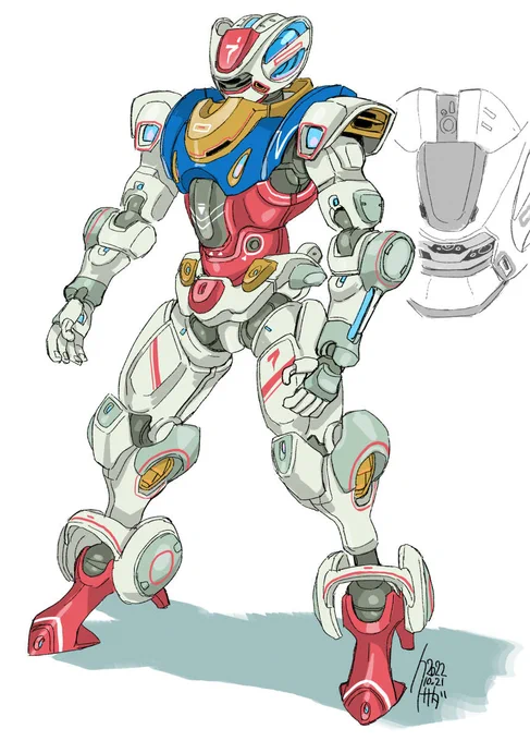 なんか色んなののキメラになっちゃったな…と自分でも思いつつ気分転換に描いたガンダムっぽいなんかの落書き。メカ描くの楽しい。 