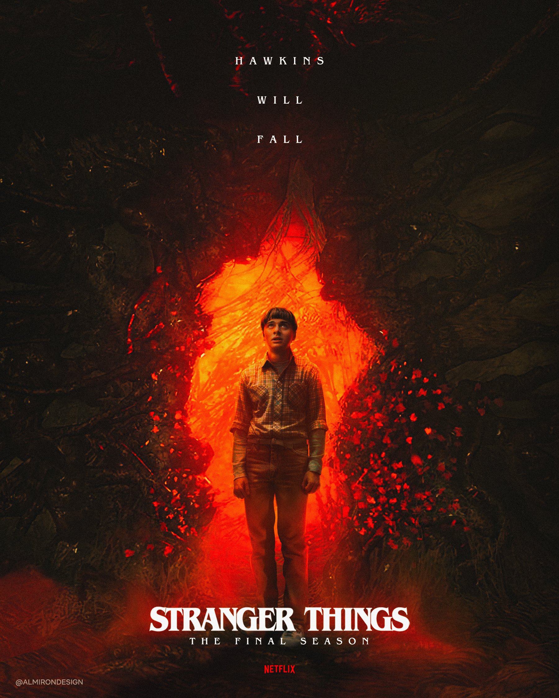 Axel Almirón on X: STRANGER THINGS 5 POSTER FANART 🔥🕰️ Hawkins Will  Fall #strangerthings #strangerthings5  / X