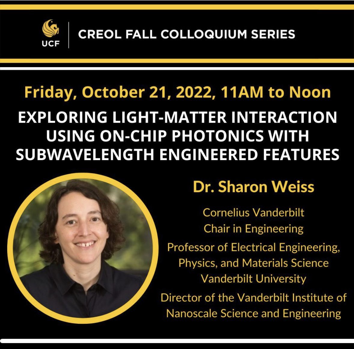 UCF CREOL (@creolatucf) on Twitter photo Today! In person only. See you there!
#optics #photonics #UCFCREOL Today! In person only. See you there!
#optics #photonics #UCFCREOL