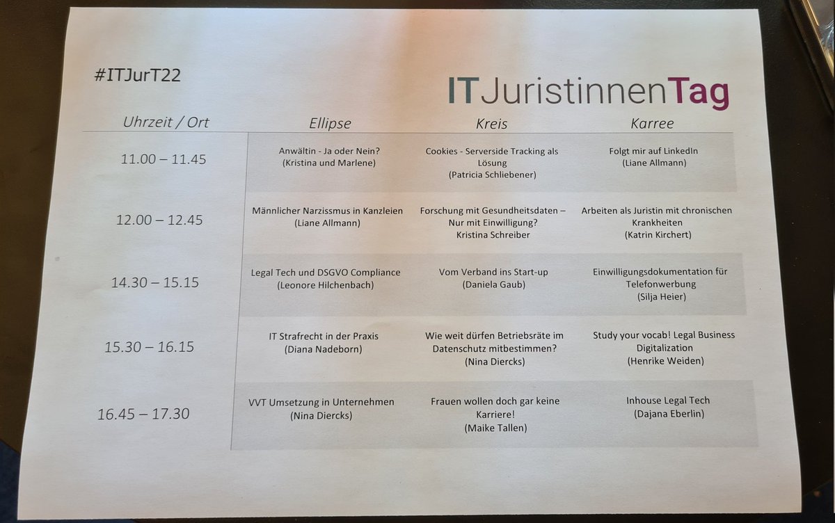 IT Juristinnen Tag (@itjuristinnen) on Twitter photo Der 3. #ITJurT22 ist schon wieder 14 Tage her. Huch! Wie der Tag war? Hoch informativ, voller engagierter Diskussionen, mit großartigen Keynotes von Barbara Thiel und Rebekka Weiß und viel Lachen. Ein ausführliches Recap hat <a href="/MFSchreiber/">Marlene Schreiber</a> hier verfasst: kurzelinks.de/uslk 1/ Der 3. #ITJurT22 ist schon wieder 14 Tage her. Huch! Wie der Tag war? Hoch informativ, voller engagierter Diskussionen, mit großartigen Keynotes von Barbara Thiel und Rebekka Weiß und viel Lachen. Ein ausführliches Recap hat <a href="/MFSchreiber/">Marlene Schreiber</a> hier verfasst: kurzelinks.de/uslk 1/