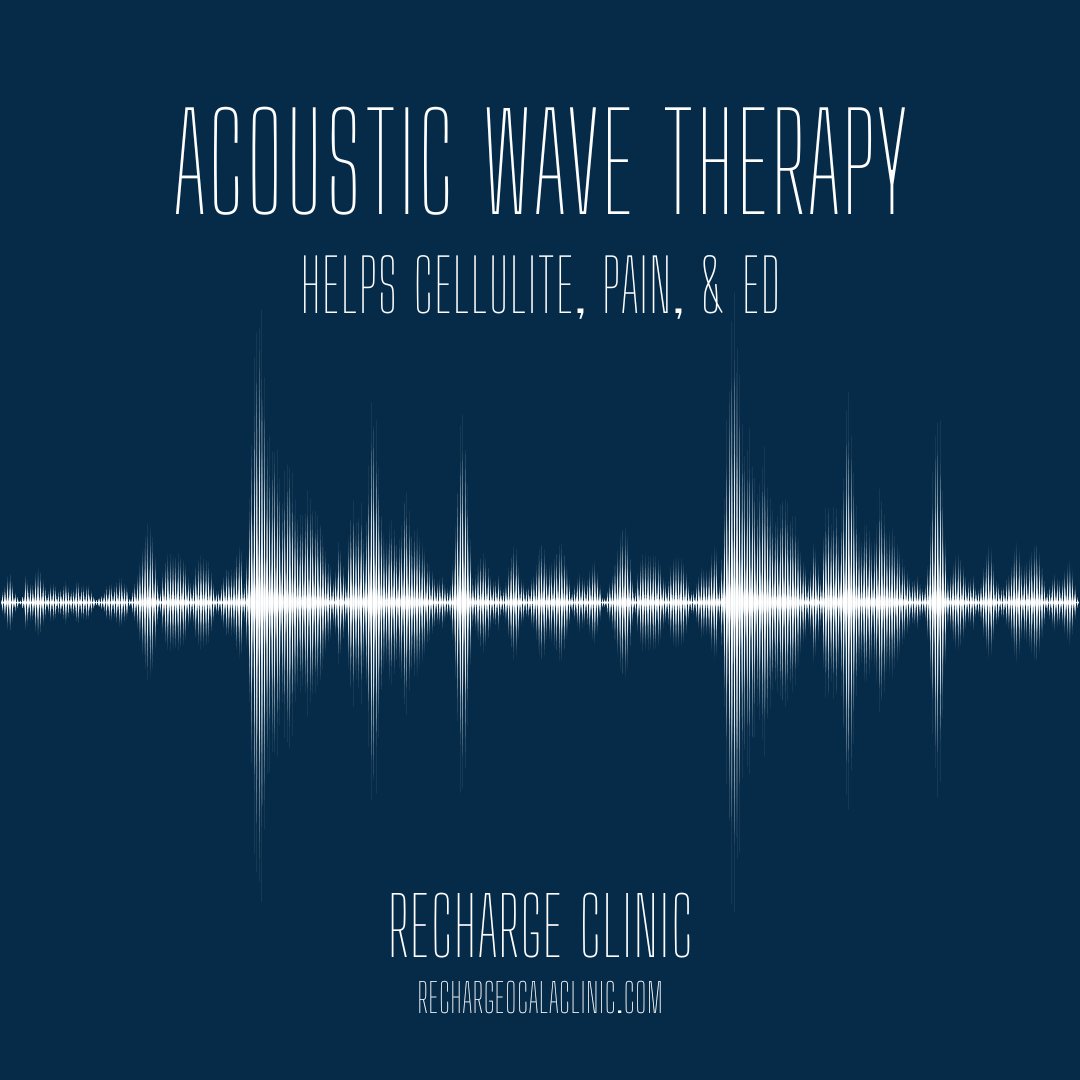 Acoustic Wave Therapy is a noninvasive procedure for treating Cellulite or dimpled skin, promoting soft tissue healing from an injury, and treating ED and Peyronie's Disease.

#rechargeclinic #ocala #acousticwavetherapy #cellulite #ed #peyroniesdisease