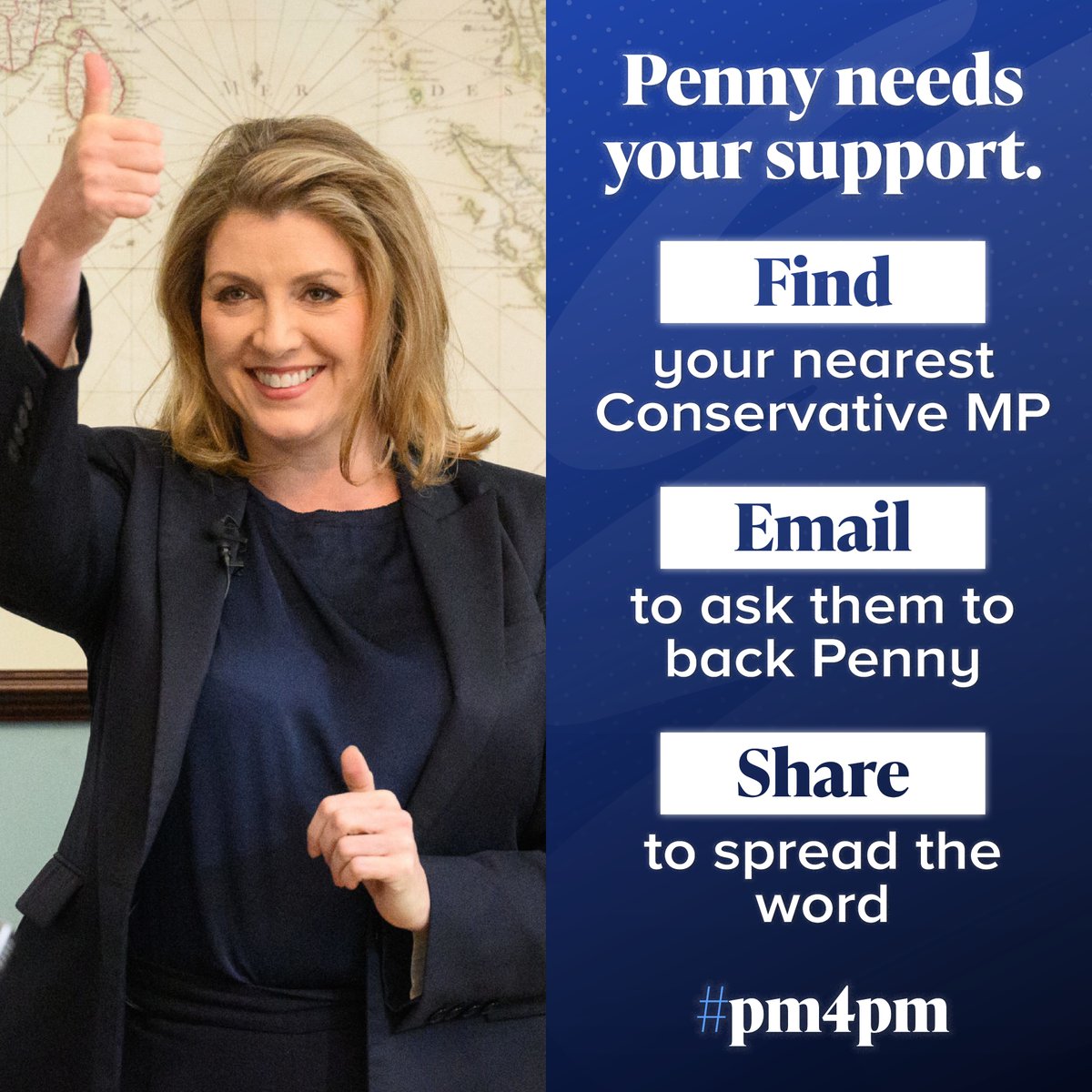 Penny needs your support 👇 ✅ Find your nearest Conservative MP ✅ Email to ask them to back Penny ✅ Share to spread the word #PM4PM