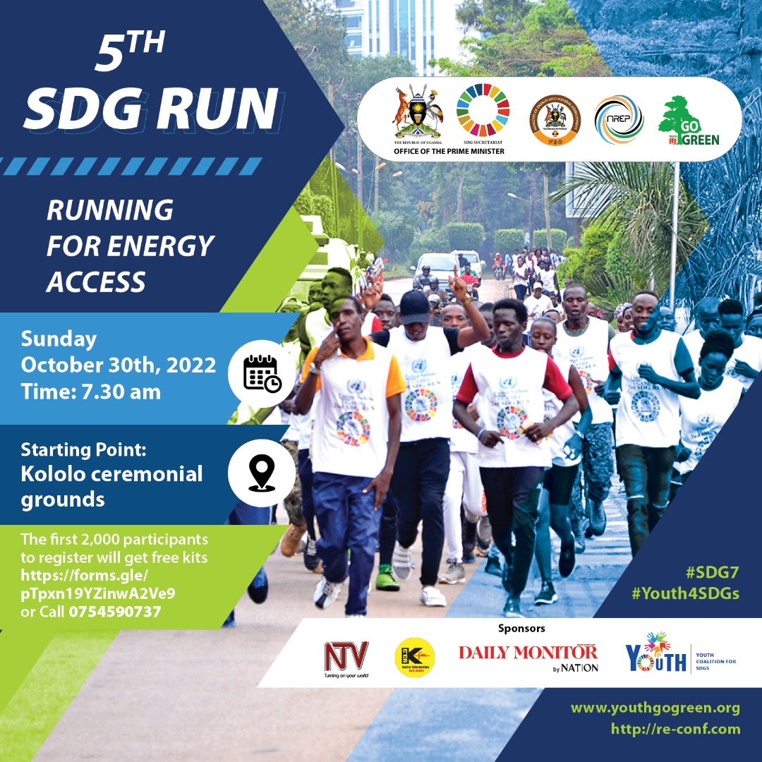 With only 9 days left to the #5SDGRun, join the #youths as they #Run4EnergyAccess. The run will be flagged off by @KagutaMuseveni .
Register: docs.google.com/forms/d/e/1FAI…

#REC22andEXPO #SDGs  #sdg7