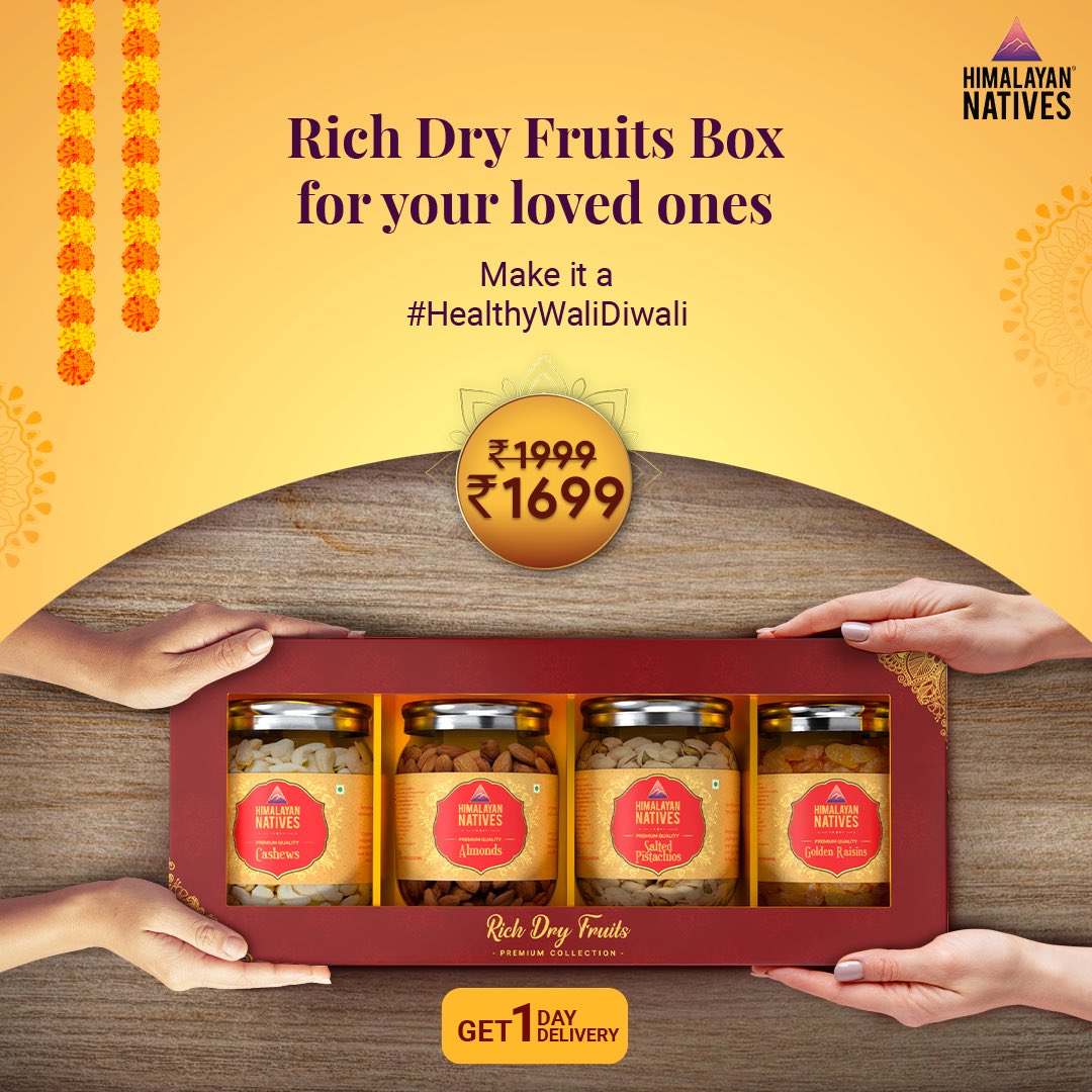 HN_Ind's tweet photo. Let this Diwali be all about that extra love and not those extra calories 🫶🏻❤️

Swap out "market-made" for "home-made," &amp; "uncertain" for "100% pure"🌿

Visit: https://t.co/LlhAREffVB

#HealthyWaliDiwali #GiftGoodHealth
#festivegifts #diwaligiftbox #HimalayanNatives #naturalfoods https://t.co/R0EH8BtGtJ