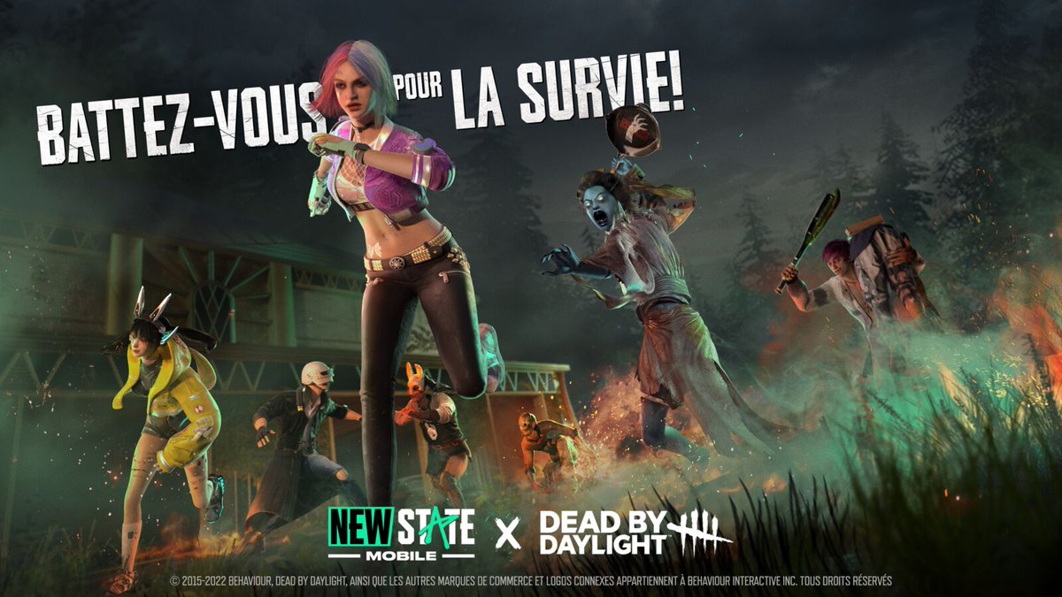 FR_NEWSTATE's tweet photo. Arborez un look qui tue avec les costumes exclusifs @DeadByBHVR dans NEW STATE MOBILE !
#NEWSTATEMOBILE #DeadbyDaylight #NEWSTATExDbD https://t.co/BAk2I9w3Dj