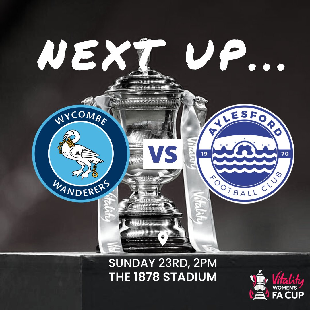 AylesfordLFC's tweet photo. Coming up this weekend in the Women's FA Cup...

🔵 WYCOMBE WANDERERS vs AYLESFORD FC ⚪

📅 Sunday 23rd October
⏰ 2 PM
📍 The 1878 Stadium

For details on travel to the game, please click the link below:
https://t.co/HIAZvCLAeX 

#AylesfordFC #FACup #UpTheAylesford https://t.co/pRK4rDfTL4