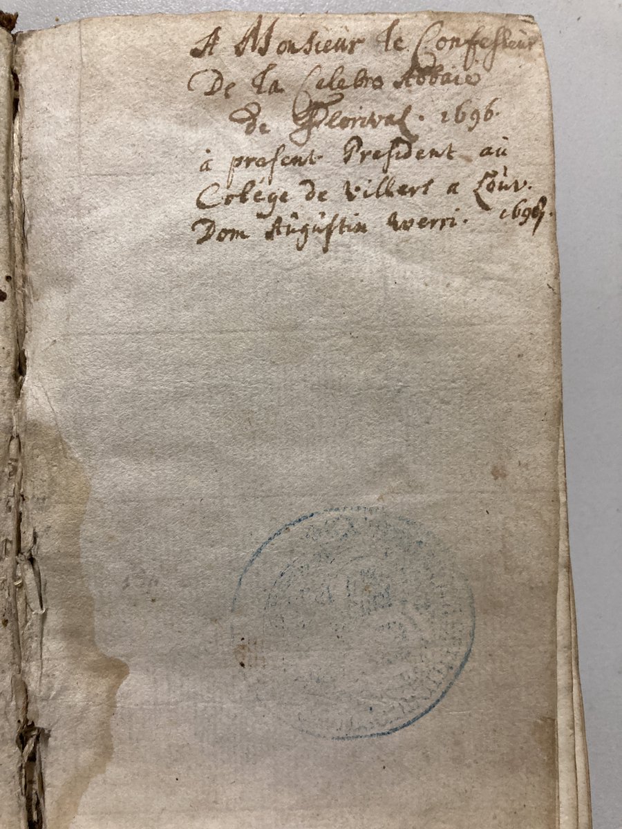 This book printed in 1693 (7A2508) mentions the name of dom Augustin Everri, who was president of Villers College in Leuven at the end of the 17th century. This college was founded in 1660 for the monks of the Cistercian abbey of Villers. #leuven1425 #tomorrowsresearch #rarebooks