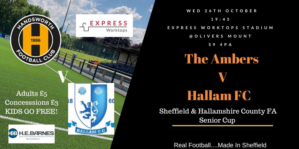 Of course our next home game is on Wednesday evening as we host @HallamFC1860 in the @SHCFA Senior Cup … it’s half term kids go free so please come along if your able 👍👍