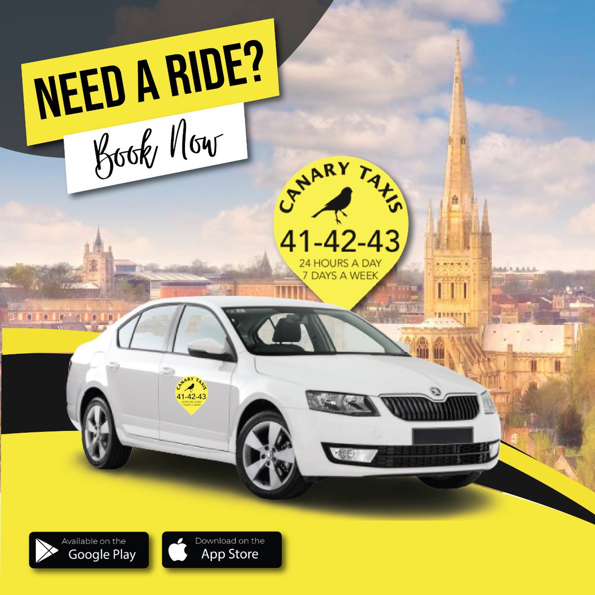 𝗕𝗢𝗢𝗞 𝗡𝗢𝗪 
Book your journey via the Canary Taxis App for stress-free travel around Norwich and beyond, right at your fingertips. 🚕📱
Download our app 👇
onelink.to/j3e76t