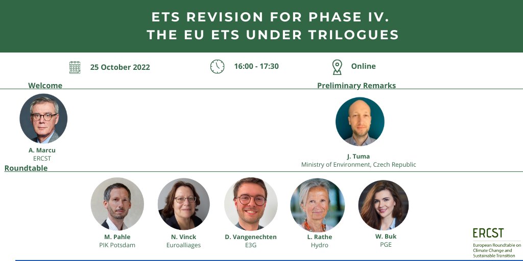 🗓 On October 25th, ERCST is organising an online roundtable on the ETS Revision for Phase IV. We will discuss the EU ETS under trilogues. ➡️This event is online only. You can register here: lnkd.in/eMFBXTx5