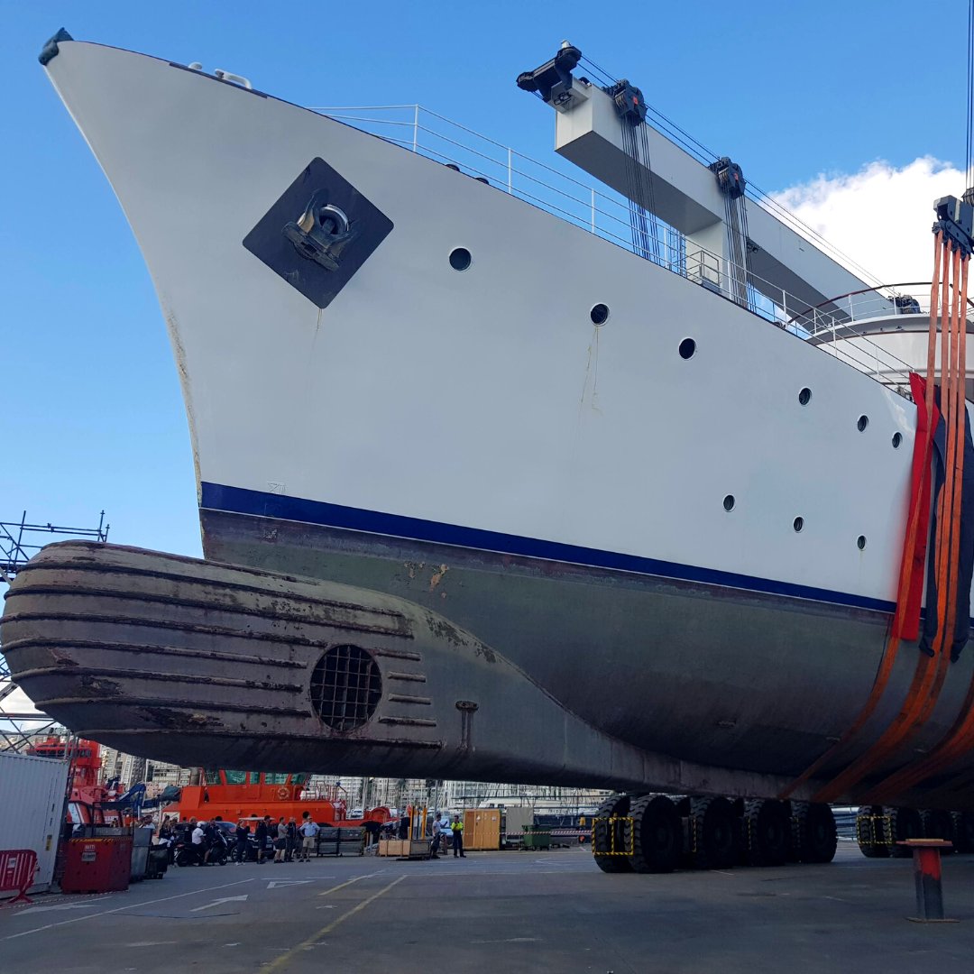 STP_palma's tweet photo. Our travelift team hoisted again one of the heaviest yachts our travel can haul out, with 905 tons. Great job!
#stpshipyardpalma #stpshipyard #stppalma #refitandrepair #yachtrefit #palmarefit #boatrefit #yachtlife #sealovers #palmademallorca https://t.co/aXvHmRUO63