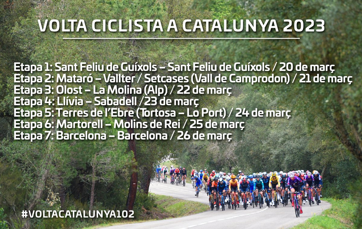 💥 El recorregut de la #VoltaCatalunya102 ja està definit 🚴‍♂️❗️ 💥El recorrido de la Volta Catalunya 2⃣0⃣2⃣3⃣ 🚴‍♂️ 💥The Volta Catalunya route 2⃣0⃣2⃣3⃣ 🚴‍♂️ 🧐 Tots els detalls, a la presentació oficial de principis de 2023. 📰+ info: voltacatalunya.cat/ca/not%C3%ADci… @esportcat