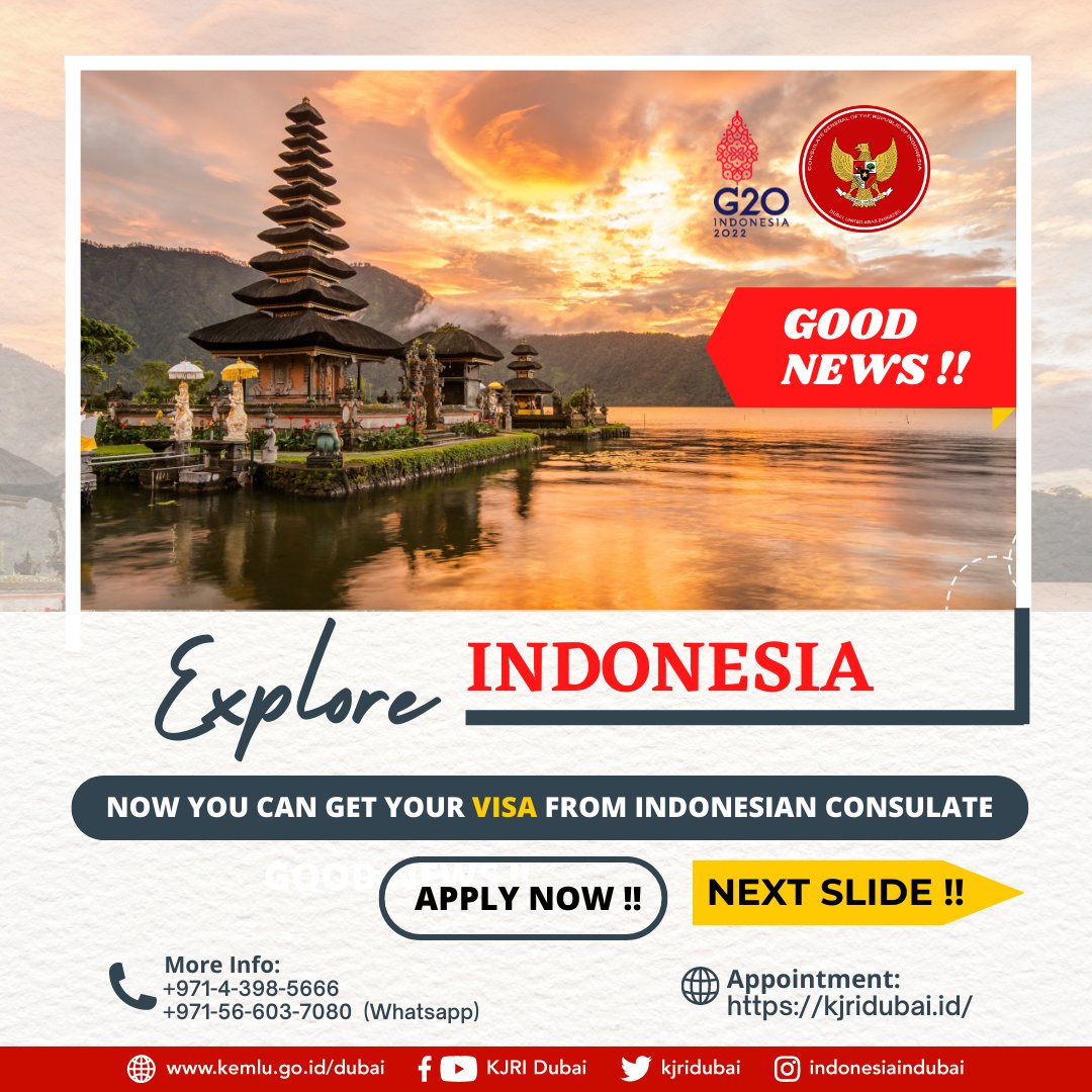 kjridubai's tweet photo. Hi Everybody !🤗
Now you can process your #visa application from Indonesian Consulate in #Dubai . Previously #visapplication was done online during pandemic, but now #uaeresidents can apply #entryvisa to the Consulate.
#emirati citizen can come to Indonesia using #visaonarrival https://t.co/k9fp230iQO