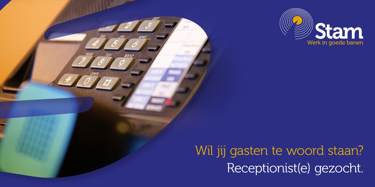 Stambv's tweet photo. Voor een #organisatie in #Groningen zijn wij op zoek naar een #receptionist(e).
Op https://t.co/UcIEOqbfLp vindt u meer informatie over deze #vacature. https://t.co/nliz38LokF