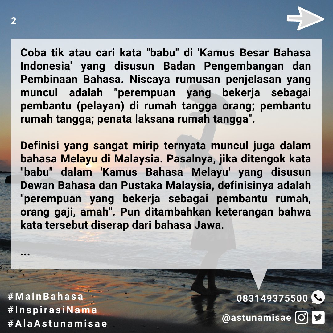 sefkelik's tweet photo. Ingat lho ya "Merbabu" bukanlah berarti "gunung yang dapat memuntahkan babu atau pembantu dari kawahnya" ... .
#konsultasinamabayi
#jasaraciknamabayi #raciknamabayi
#MainBahasa #BahasaIndonesia #Etimologi #AkarKata #AkarBahasa #MaknaKata #definisi https://t.co/0CowiXbnit