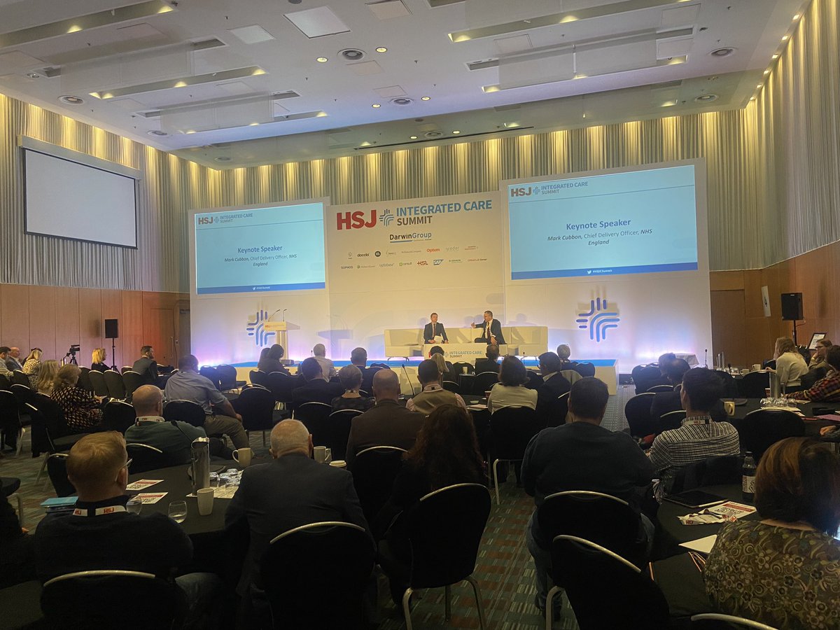 HSJevents's tweet photo. Day 2 of #HSJICSummit has just kicked off with a keynote Q&A session from @MCubbonNHS currently speaking on his view of what #providercollaboratives should look like https://t.co/UATktayHuR