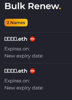 <a href="/DomainFrens/">-Kitto @ DomainFrENS.eth / -640.eth / ٠٧٤٤.eth</a> <a href="/ensvision/">Vision.eth</a> more than that, it allows renewal on malformed domains, ones you can't even renew at ens.domains. registration could only be done with direct contract interaaction on etherscan, but renewal works from ens.vision ❤️