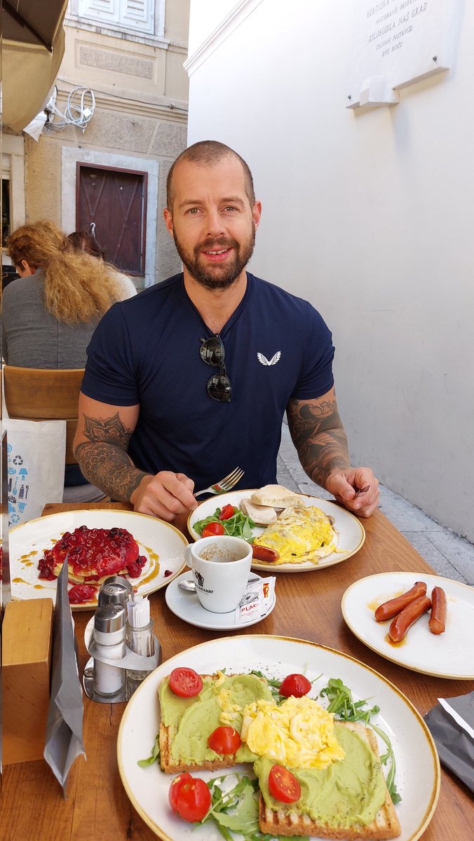 BREAKFAST - My favourite meal of the day! 😊 Got to have it protein packed with my daily dose of eggs and sausages. Let's not forget those pancakes because carbs are a man's best friend! 

What's your favourite breakfast dish❓️Would love some new ideas!! 

#breakfasttime