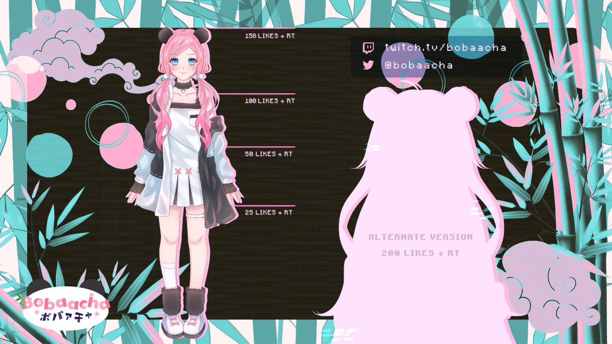 bobaacha's tweet photo. Hewwo!! Thank you for 158! Why 158?  Cause yes i’m that short 🥲🥲 a little bit more to the alt version reveal >_< 🐼🐼🧋🧋💖💖 https://t.co/wgoINpR6mS