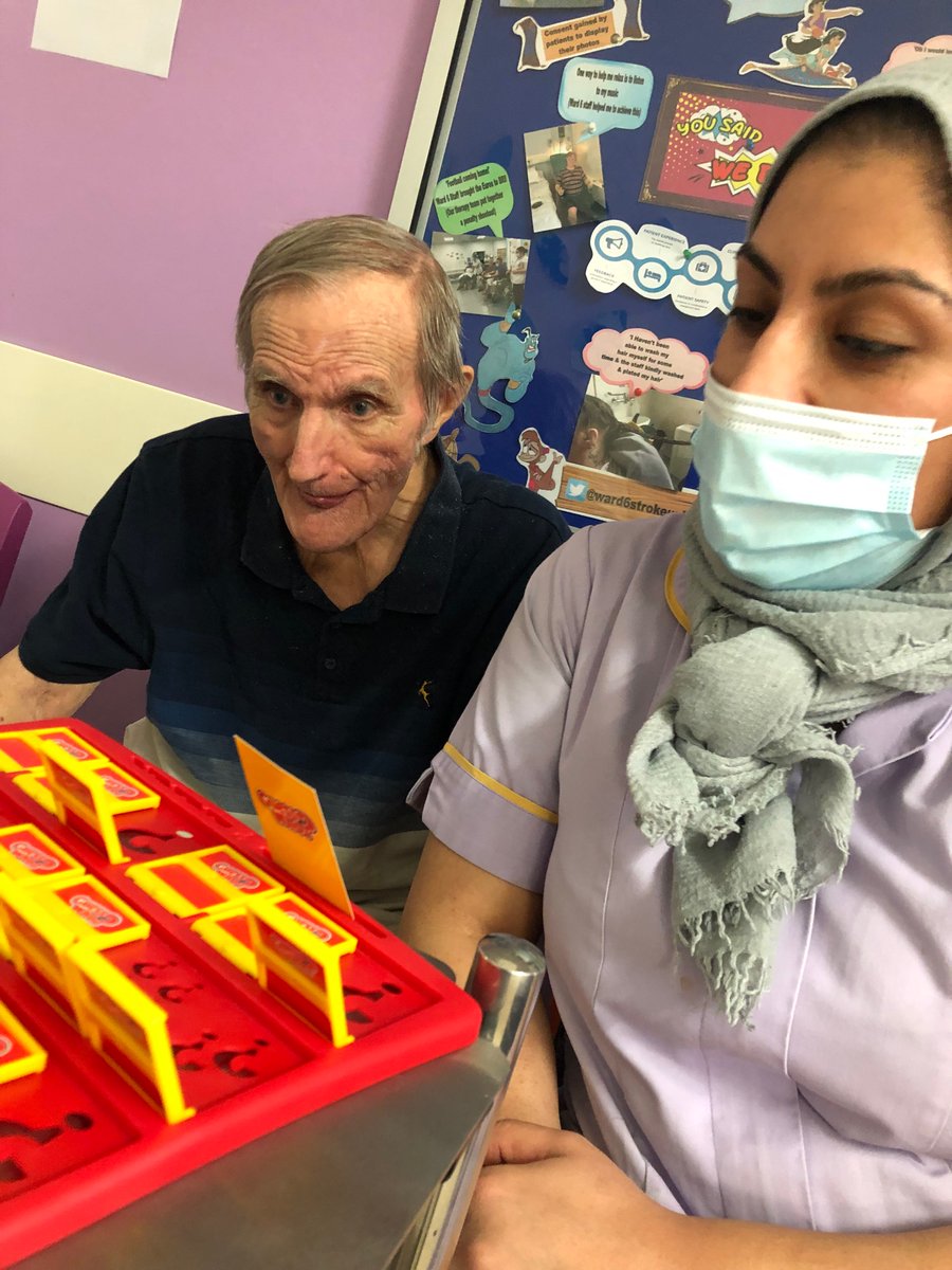 ward6strokeunit's tweet photo. When it’s raining outside we get creative inside ☔️ 💡 

❓Did you know❓🧠
 One of the best ways to stimulate your brain after a stroke is through games. 

(Consent gained to post)
@TheStrokeAssoc 
@BthftPatientEx 
#stroke 🧠 
#guesswho 🧐 https://t.co/wx8QVAy3pg