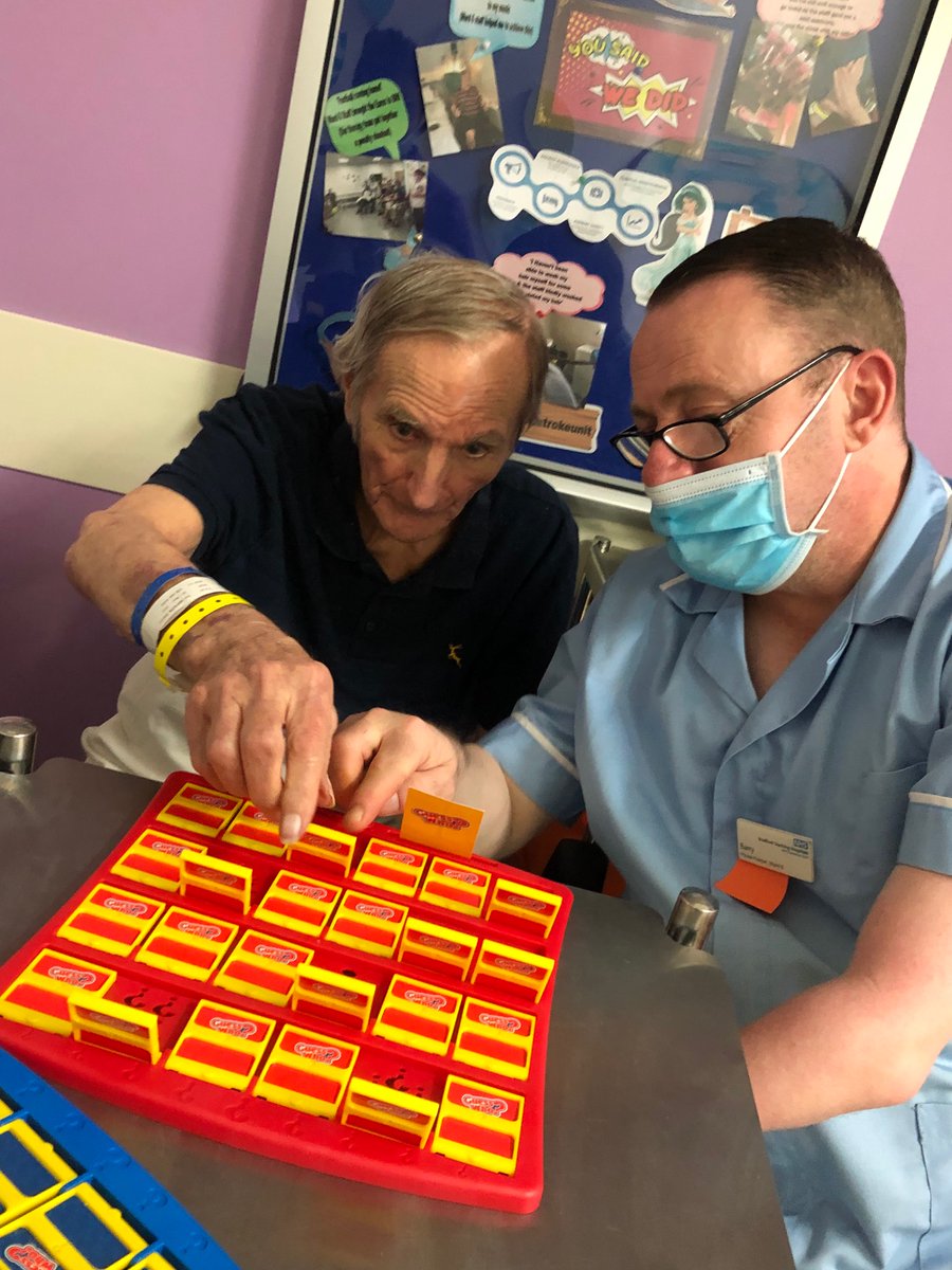 ward6strokeunit's tweet photo. When it’s raining outside we get creative inside ☔️ 💡 

❓Did you know❓🧠
 One of the best ways to stimulate your brain after a stroke is through games. 

(Consent gained to post)
@TheStrokeAssoc 
@BthftPatientEx 
#stroke 🧠 
#guesswho 🧐 https://t.co/wx8QVAy3pg