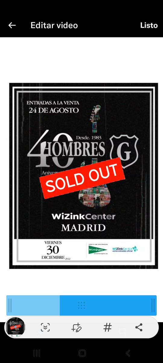 Nada más salir las entradas (agosto) para celebrar el #40Aniversario de
<a href="/HombresG/">Hombres G Oficial</a> colgaron el cartel de "No hay entradas" en Madrid. 🤟😉🎶🎸

🤟🥳El 30 de diciembre será un día muy especial. 

#40Aniversario 
#SufreMamón 
#devuélvemeamichica