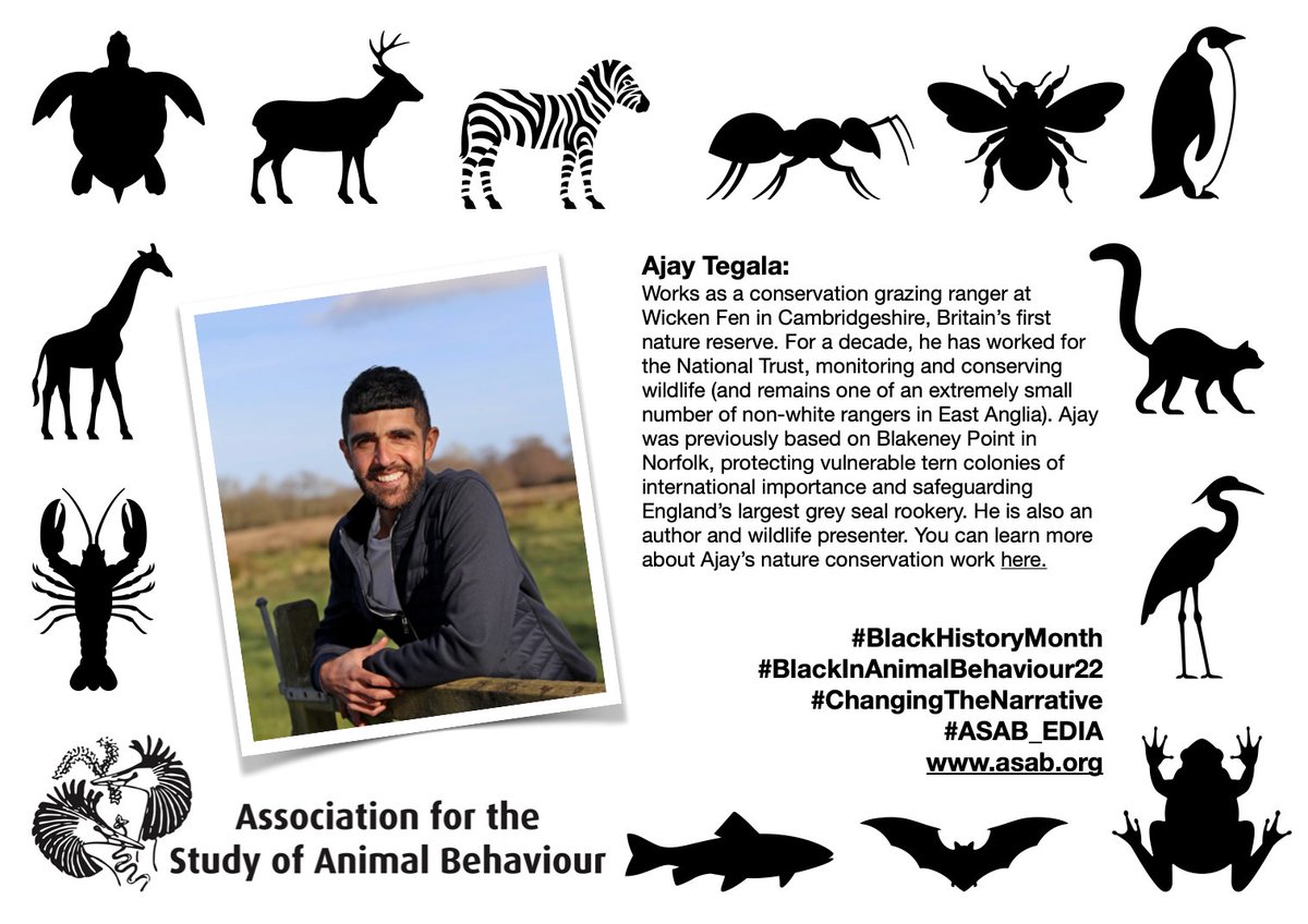 asab_org's tweet photo. This is @AjayTegala, check out his twitter page to find out more about the work he does. Thank you Ajay for joining our #BlackHistoryMonth campaign. #ChangingTheNarrative #ASAB_EIDA #BlackInAnimalBehaviour22 https://t.co/Yyop2btOsz