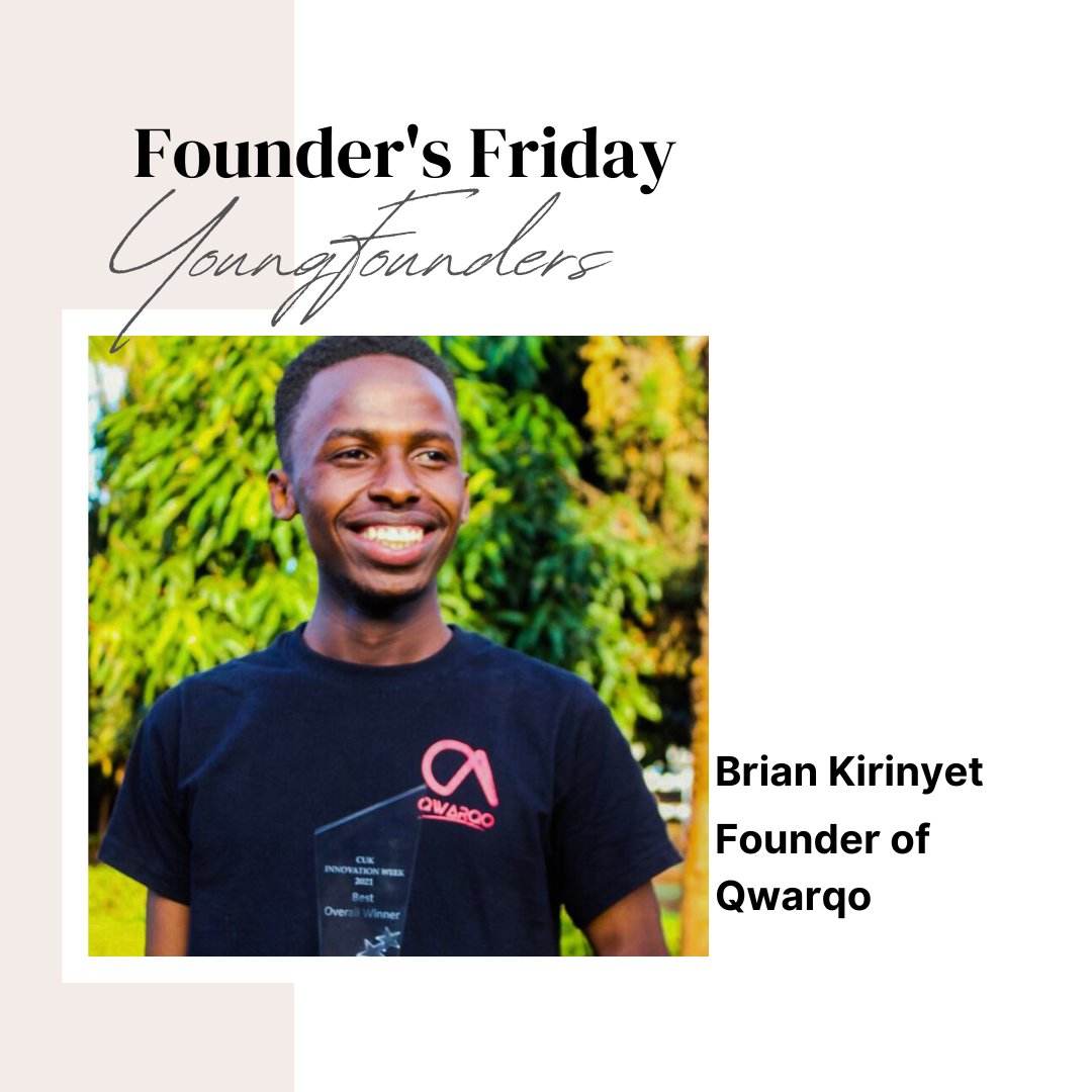 FoundersHubAfri's tweet photo. For today's #foundersfriday, we are celebrating @kirinyetbrian. Brian is building @Qwarqo which is a marketplace for tenants and property owners. 
@kirinyetbrian thank you for the solutions you're building to enhance people's lives. https://t.co/vYNOG4eNKm