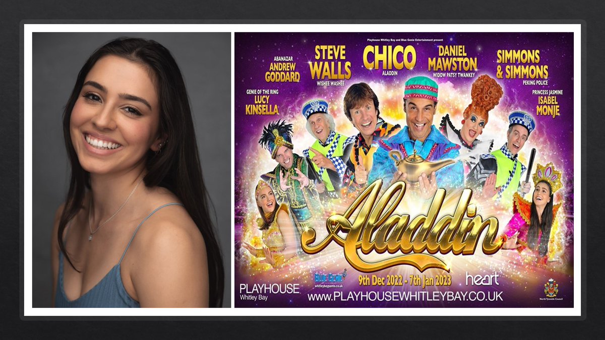 Well done to our lovely @isabelmmonje who will be playing the leading role of Jasmine in the Pantomime production of Aladdin running at the Playhouse Whitley Bay from 9th December. #theatre #pantomime #Christmas2022 #playhousewhitleybay #agent #actorslife #casting