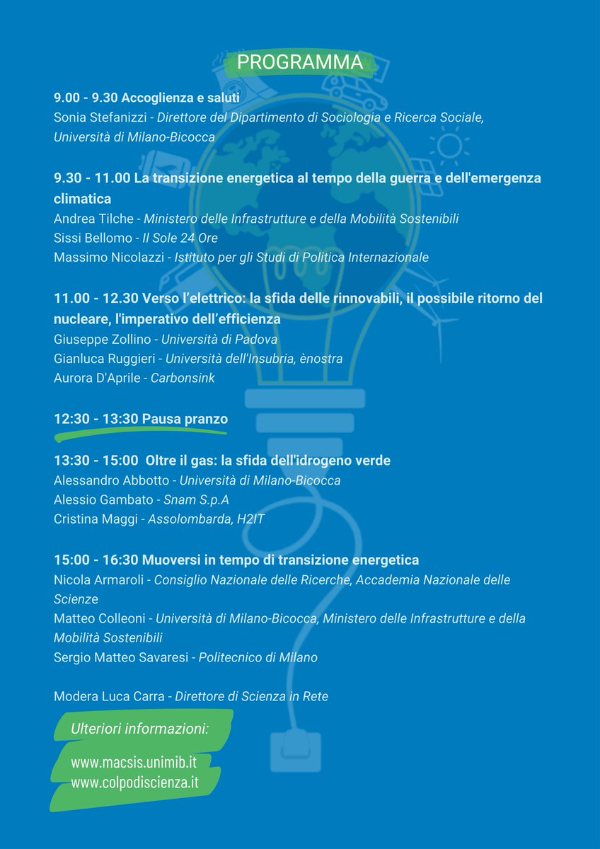 colpodiscienza's tweet photo. Ringraziamo tutti i relatori e i partecipanti al nostro convegno sulla #TransizioneEnergetica”.
Il video dell’evento è disponibile qui👇
https://t.co/BDVcHE7YEA
#MaCSIS #Zadig #ScienzaInRete https://t.co/AyzHsoXPKN