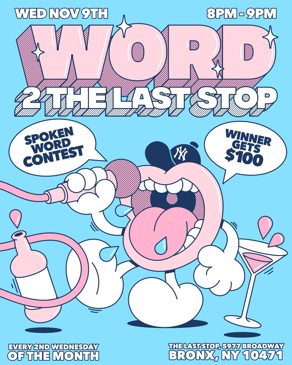 thelaststop242's tweet photo. WORD 2 TLS [tix in bio]

Def poetry Jam vibes
No instrument/al just you and the mic. Winner goes home with $100. 5 min max performance. Happening every 2nd Wednesday of every month!

Thats WORD 2 The Last Stop!
#NYC #thebronx #EVENT https://t.co/7djTrzFmrg
