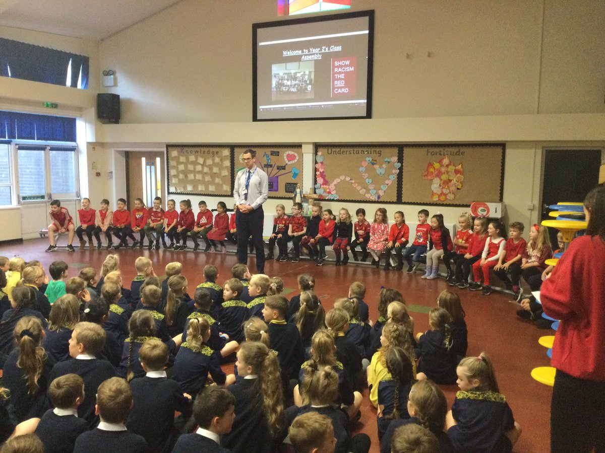 GA_Bury's tweet photo. Year 2 led our assembly on ‘Show Racism the Red Card’ ❤️ Well done Year 2 #Year2GA https://t.co/5V1OTHAvhO